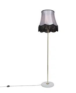 Stojaci lampy Stojací lampa mosaz s odstínem Granny B černošedá 45 cm - Kaso