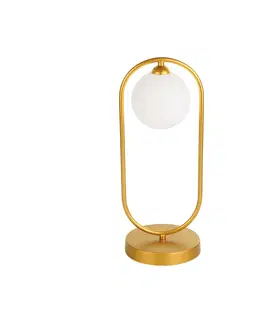 Stolní lampy Viokef Stolní lampa Fancy se skleněným stínidlem, zlatá