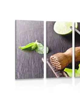Obrazy jídla a nápoje 5-dílný obraz lahodné Mojito