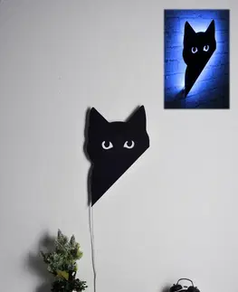Nástěnné dekorace Nástěnná dekorace CAT s LED osvětlením modrá