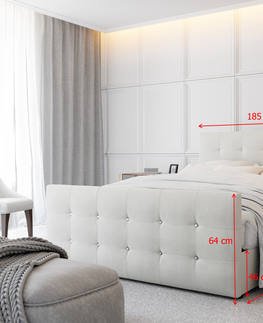 Postele Čalouněná postel HOBIT 180x200 cm, světle šedá