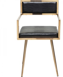 Jídelní židle KARE Design Zlatočerná polstrovaná židle s područkami Jazz Rosegold