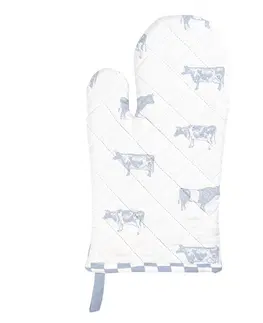 Chňapky Kuchyňská chňapka z bavlny s modrým potiskem Life with Cows - 16*30 cm Clayre & Eef LWC44BL
