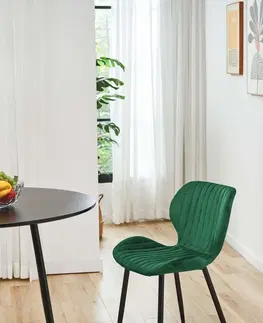 Židle Ak furniture Sametová čalouněná prošívaná židle Apas zelená