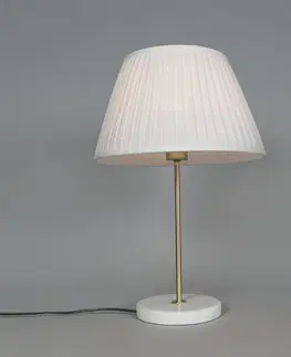 Stolni lampy Retro stolní lampa mosaz s skládaným odstínem krémová 35 cm - Kaso