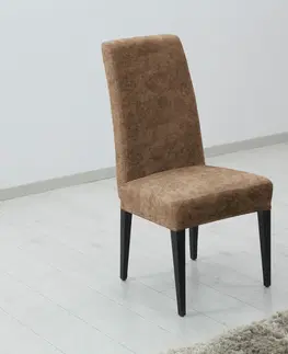Židle Potah elastický na celou židli, komplet 2 ks Estivella odolný proti skvrnám, světle hnědý