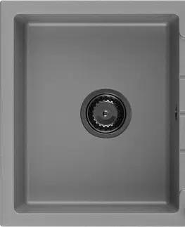 Sifony k pračkám MEXEN/S Bruno granitový dřez 1 s odkapávačem 795 x 495 mm, šedá, + sifon grafit 6513791010-71-B