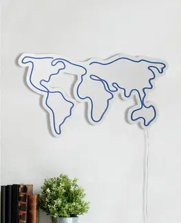 Bytové doplňky a dekorace Hanah Home Nástěnná neonová dekorace World Map modrá