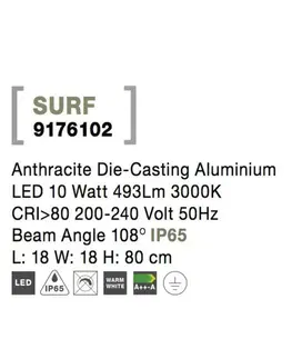 Stojací svítidla NOVA LUCE venkovní sloupkové svítidlo SURF LED antracit 3000K 200-240V 108st. IP65 9176102