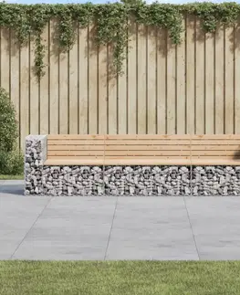 Zahradní lavice Zahradní gabionová lavice Dekorhome Přírodní dřevo