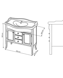Koupelnový nábytek SAPHO RETRO umyvadlová skříňka 89x80x48cm, starobílá 1621