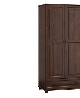 Šatní skříně Skříň kombinovaná 2D BHAGIRA 1, šíře 80 cm, masiv borovice, moření: ořech