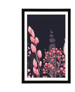 Květiny Plakát s paspartou variace trávy v růžové barvě