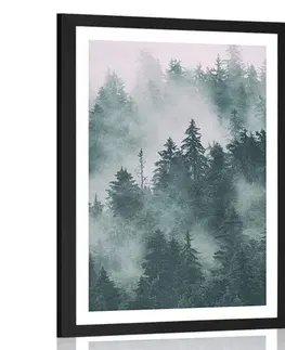 Příroda Plakát s paspartou hory v mlze