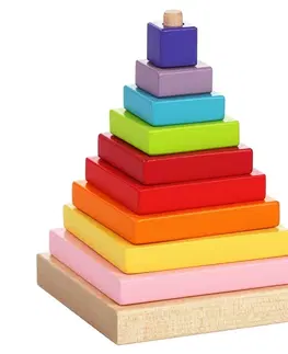 Hračky CUBIKA - Cubik 13357 Barevná pyramida - dřevěná skládačka 9 dílů