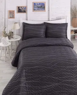 Přehozy L'essentiel Sada přehozu na postel s povlaky na polštáře Verda Claret 200x220 cm antracitová