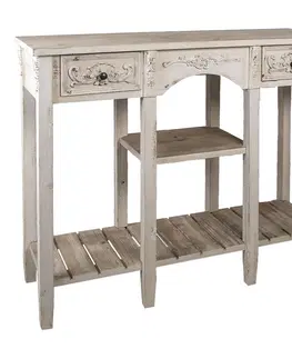 Konferenční stolky Bílý vintage dřevěný stolek Benedicto - 125*40*97 cm Clayre & Eef 5H0488