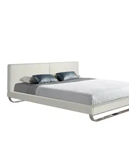 Luxusní a stylové postele Estila Luxusní manželská postel Forma Moderna z eko-kůže moderní bílá 222cm