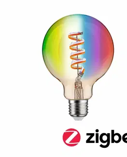 LED žárovky PAULMANN Filament 230V Smart Home Zigbee 3.0 LED Globe G95 E27 6,3W RGBW+ stmívatelné zlatá