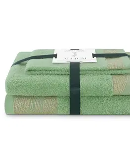 Ručníky AmeliaHome Sada 3 ks ručníků ALLIUM klasický styl světle zelená, velikost 50x90+70x130
