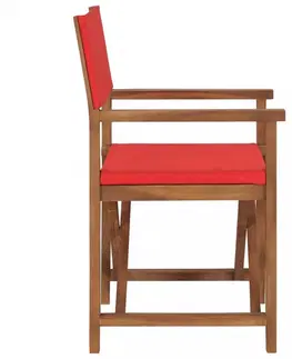 Zahradní křesla a židle Režisérská židle teakové dřevo Dekorhome Červená