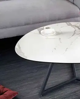 Konferenční stolky LuxD Keramický konferenční stolek Paquita 90 cm bílý mramor