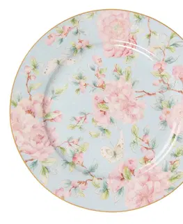Talíře Porcelánový dezertní talířek s růžovými květy Rosa - Ø 19*2 cm Clayre & Eef 6CEDP0126
