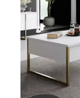 Konferenční stolky Sofahouse Designový konferenční stolek Hallan 90 cm bílý/zlatý