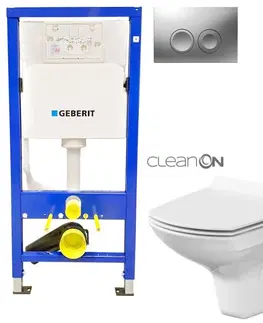 WC sedátka Geberit Duofix tlačítko DELTA21 matné WC CERSANIT CARINA + SEDÁTKO 458.103.00.1 21MA CA3