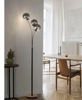 Stojací lampy ve skandinávském stylu LEUCHTEN DIREKT is JUST LIGHT stojací lampa dřevo kouřová barva páčkový vypínač IP20 do interiéru LD 11391-79