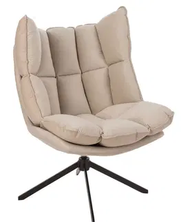 Křesla Béžové sametové relaxační křeslo Chair Relax Bubby Beige - 78*73*92cm J-Line by Jolipa 20429