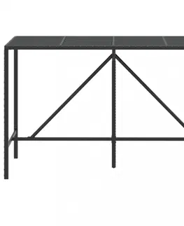 Zahradní stolky Barový stůl se skleněnou deskou černý 180x70x110 cm polyratan