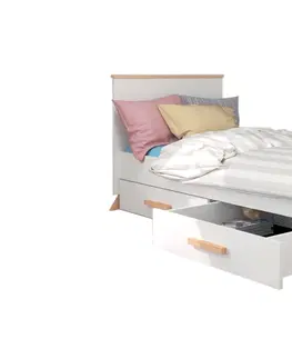 Dětské pokoje Expedo Dětská postel KAROLI + matrace, 80x180, bílá/buk