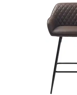 Barové židle Furniria Designová barová židle Dana tmavě hnědá ekokůže - II. třída