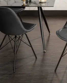 Luxusní jídelní židle Estila Industriální jídelní židle Scandinavia s tmavě šedým sametovým čalouněním a černými kovovými nožičkami 86cm