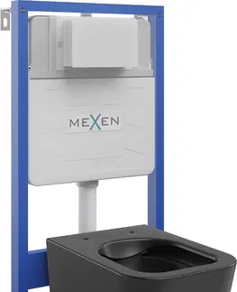 Záchody MEXEN/S WC předstěnová instalační sada Fenix Slim s mísou WC Teo,  černá mat 6103385XX85