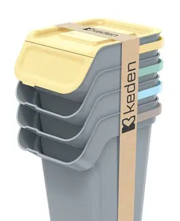 Odpadkové koše Prosperplast Sada 4 odpadkových košů KADDI s filtrem 4 x 25 L světle šedá