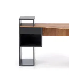 Pracovní stoly Psací stůl CONTI Halmar Antracit / dub wotan