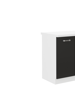 Kuchyňské dolní skříňky Expedo Kuchyňská skříňka dřezová s pracovní deskou EPSILON 80 ZL 2F ZB + kuchyňský dřez, 80x82x60, černá/bílá