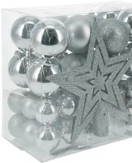 Vánoční dekorace Sada vánočních ozdob Trim 54 ks, stříbrná