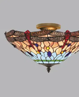 Stropní svítidla Searchlight Stropní svítidlo Dragonfly ve stylu Tiffany