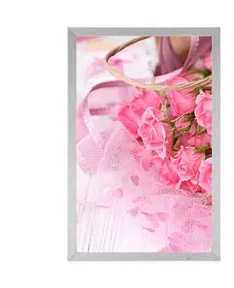Květiny Plakát romantická růžová kytice růží