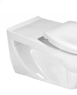 Záchody SAPHO HANDICAP závěsná WC mísa prodloužená 37,5x73cm, Rimless, bílá K670-002
