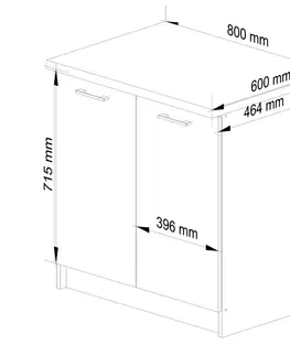 Kuchyňské dolní skříňky Ak furniture Kuchyňská skříňka Olivie S 80 cm 2D bílá/grafit lesk