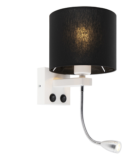 Nastenna svitidla Moderní nástěnná lampa bílá s černým odstínem - Brescia