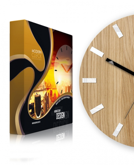 Hodiny ModernClock Nástěnné hodiny Simple Oak hnědo-černé
