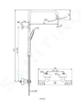 Sprchy a sprchové panely IDEAL STANDARD CeraTherm Sprchový set T100 s termostatem, 200 mm, 3 proudy, chrom A7240AA