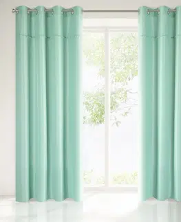 Jednobarevné hotové závěsy Světle zelený dekorační závěs do ložnice 135 X 260 cm