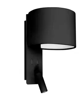 Nástěnná svítidla s látkovým stínítkem FARO FOLD nástěnná lampa, černá, se čtecí lampičkou
