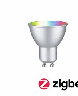 LED žárovky PAULMANN Standard 230V Smart Home Zigbee 3.0 LED reflektor GU10 4,8W RGBW+ stmívatelné matný chrom